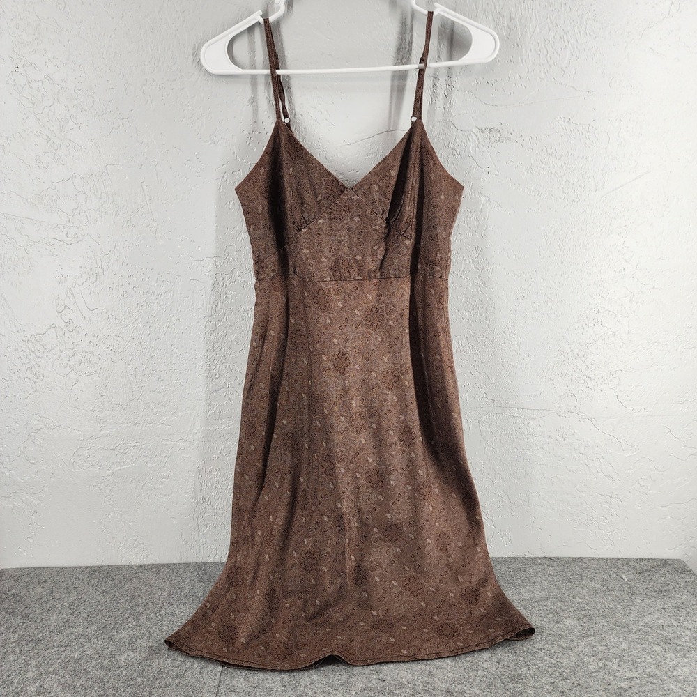GAP Y2K Brown Paisley Cotton Spaghetti Strap Sun Dress Womens Size 4 Boho Summer